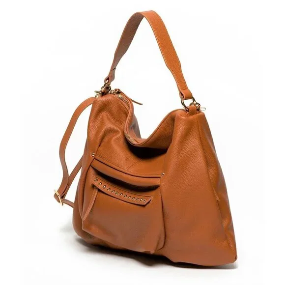 Laggo Joyce Hobo Leather Bag in British Tan NWOT